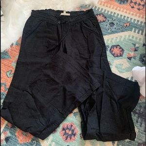 Black Flowy Mid Ride Wide Leg Pants